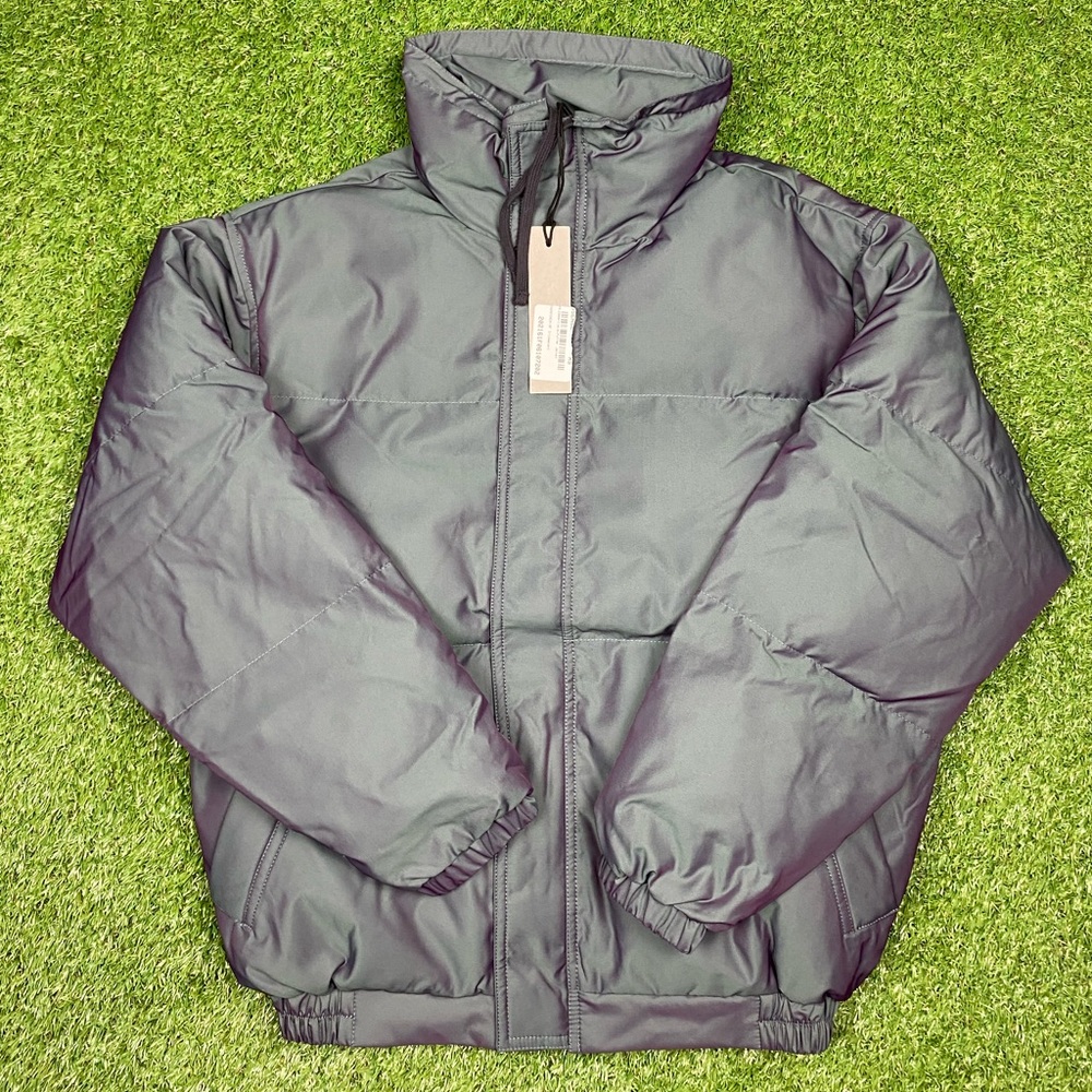 New with tags Fear of God Essentials iridescent puffer jacket men’s small